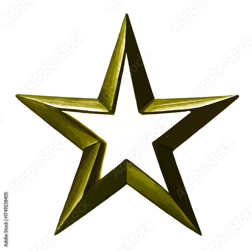 3d golden metal star ornament vector sketch