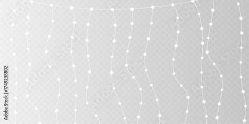 Christmas light PNG set glowing garlands on transparent background