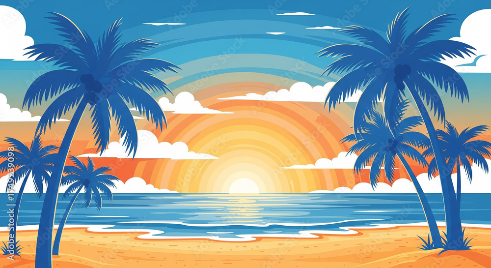 Fototapeta premium tropical beach with palm trees