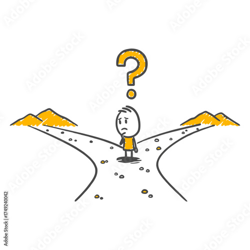 Hesitation at the Threshold of the Big Decision A Thoughtful Person Facing Two Major Choices in Their Life.