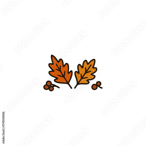 Autumn Leaves Icon – Flat Vector of Fall Foliage for Thanksgiving Season, Harvest, and Nature Design