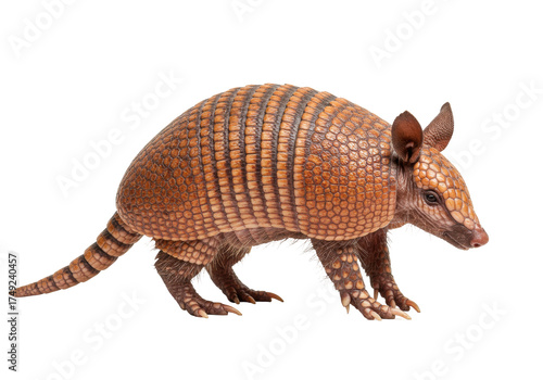 Foto Nine-banded armadillo isolated on transparent background, a mammal with bony arm
