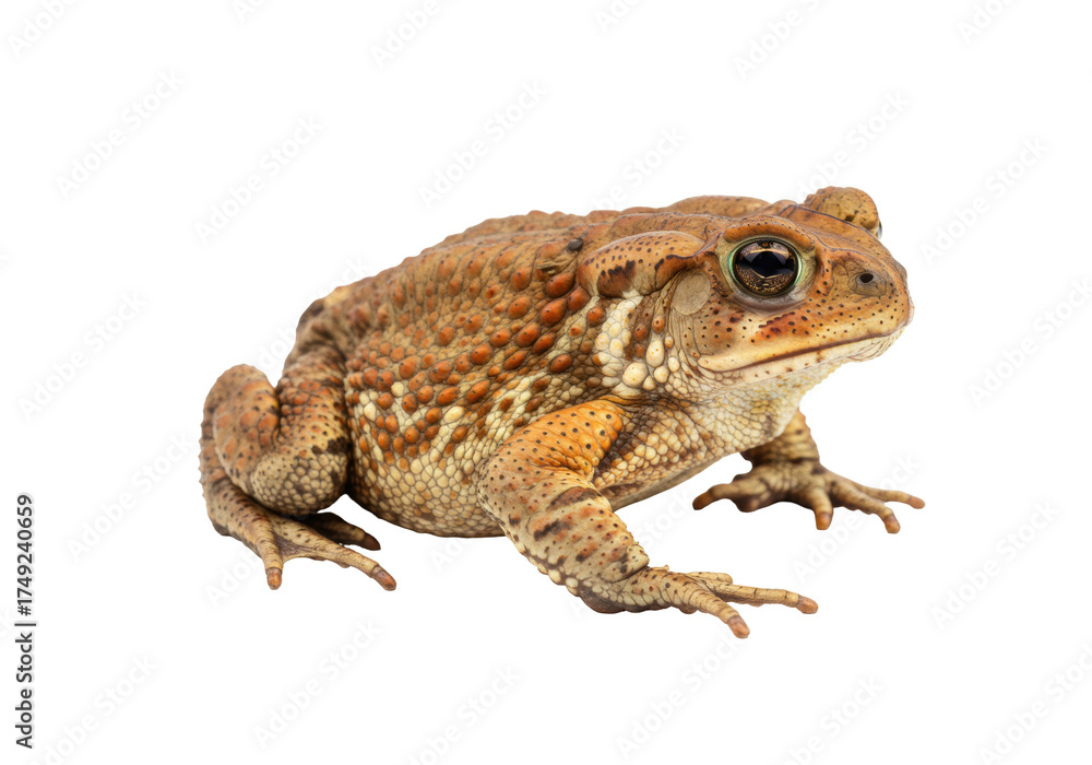 Fototapeta premium Cane toad isolated on transparent background, also known as Rhinella marina, a large terrestrial true toad, amphibian, pest species