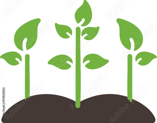Seedling growth icon with sprout and soil for ecology farming and sustainability