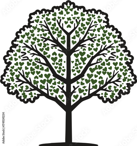 Lush tree icon with dense leaf canopy for nature ecology and park theme