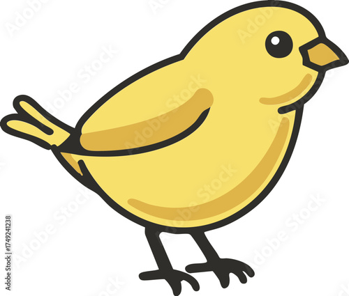 Yellow songbird icon in side view for nature wildlife and spring vibe