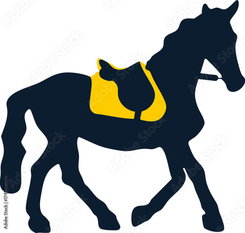 Horse icon with saddle for equestrian ride ranch and country lifestyle