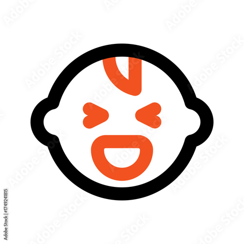 baby happy outline color icon