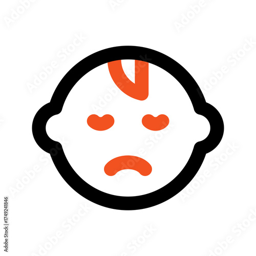 baby sad outline color icon