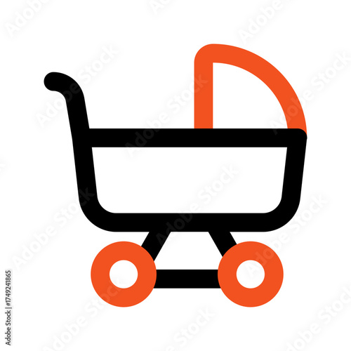 baby stroller outline color icon