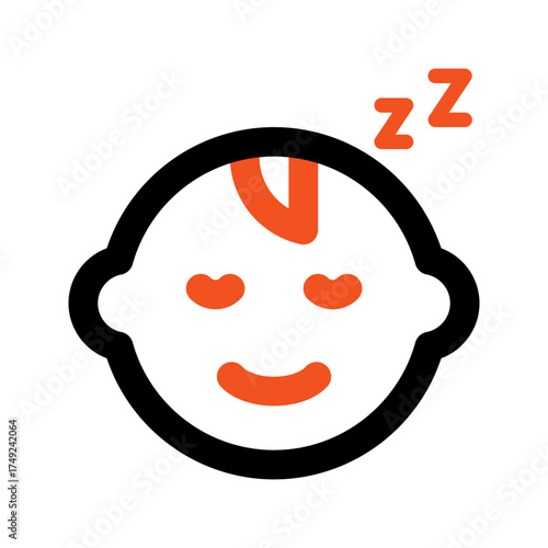 sleeping baby outline color icon