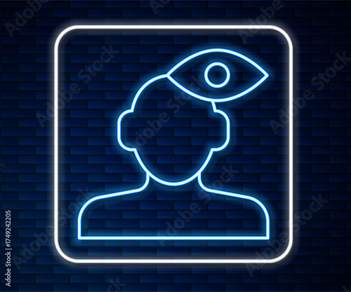 Glowing neon line Solution to the problem in psychology icon isolated on brick wall background. Therapy for mental health. Vector
