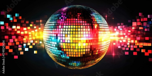 Disco Ball Sparkling in the Air with Background: Perfect digital illustration