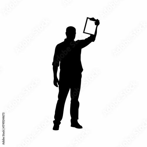 Counselor silhouette displaying relapse prevention chart isolated on white background