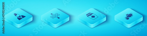 Set Isometric Asian woman, Chinese paper lantern, tea ceremony and Jar of honey icon. Vector