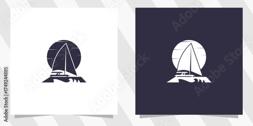 sailing yacht silhouette logo design