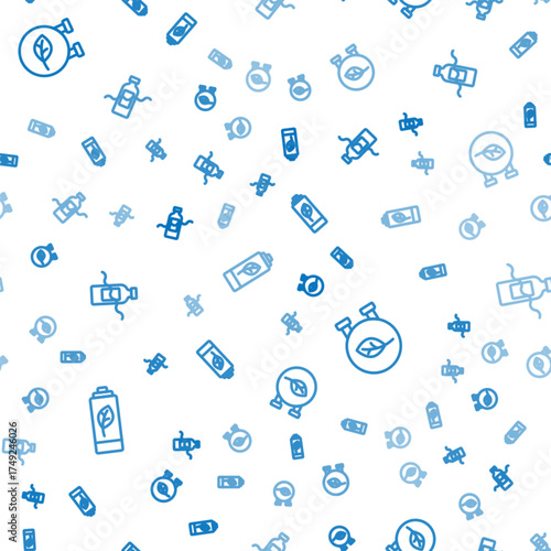 Set line Eco nature leaf battery, shop and The problem of pollution on seamless pattern. Vector