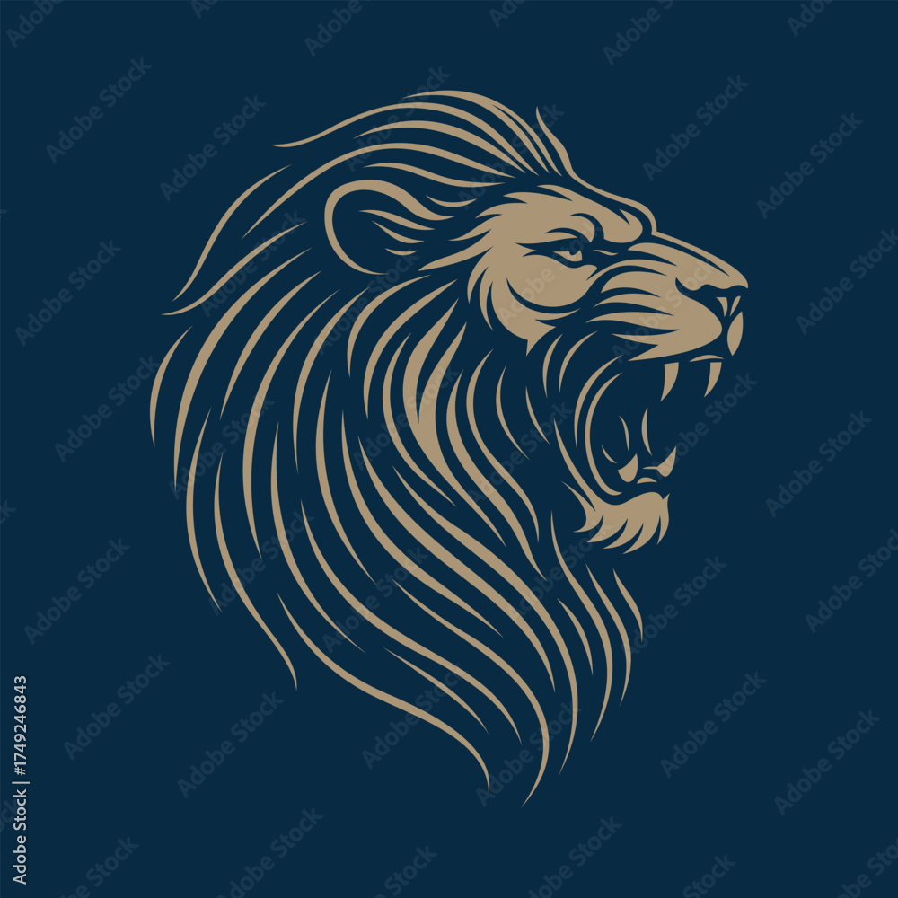 Obraz premium lion head vector illustration