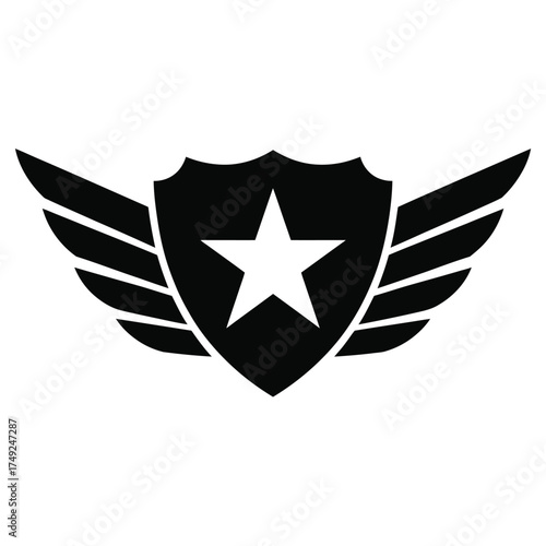Classic winged star shield vector logo icon for versatile use eps format silhouette