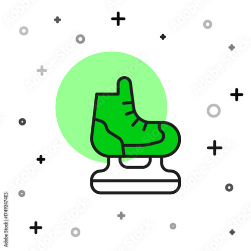 Filled outline Skates icon isolated on white background. Ice skate shoes icon. Sport boots with blades. Vector