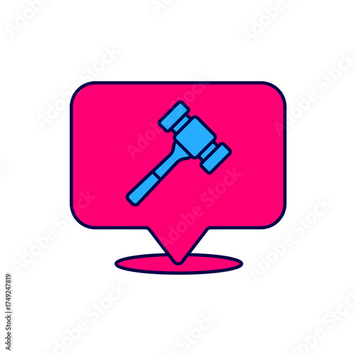 Filled outline Auction hammer icon isolated on white background. Gavel - hammer of judge or auctioneer. Bidding process, deal done. Auction bidding. Vector