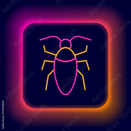 Glowing neon line Cockroach icon isolated on black background. Colorful outline concept. Vector