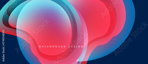 Abstract fluid shapes, vibrant colors blend. Dynamic composition creates modern background design. Smooth gradients, flowing forms present visual energy.