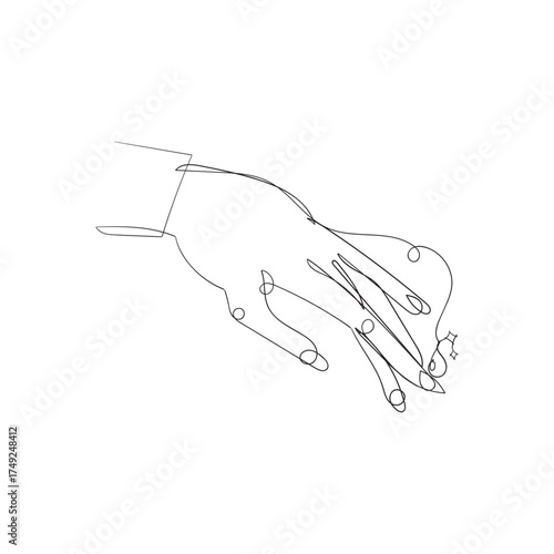 continuous line drawing manicure healthy nail care illustration