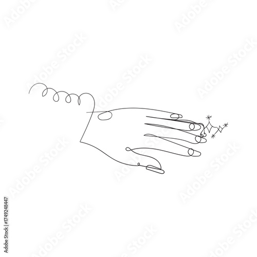 continuous line drawing manicure healthy nail care illustration