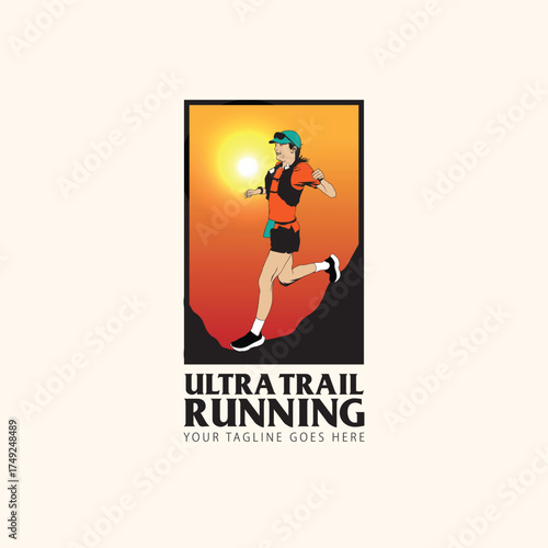 ultra trail run illustratin image for background