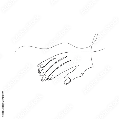 continuous line drawing manicure healthy nail care illustration