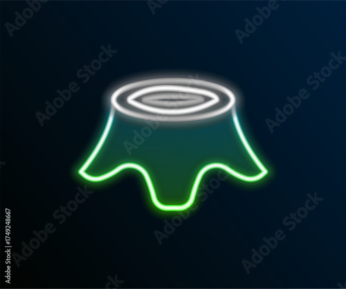 Glowing neon line Tree stump icon isolated on black background. Colorful outline concept. Vector