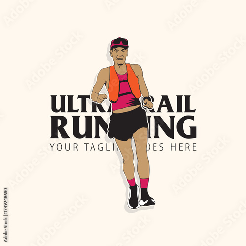 ultra trail run illustratin image for background