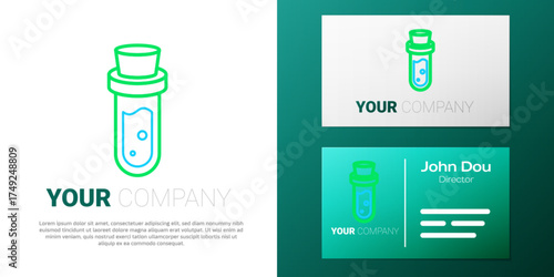 Line Bottle with potion icon isolated on white background. Flask with magic potion. Happy Halloween party. Colorful outline concept. Vector