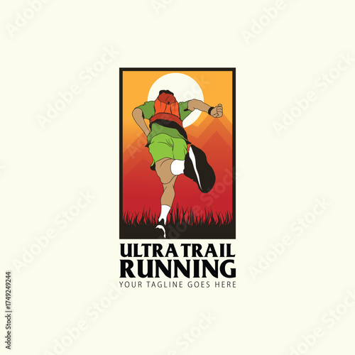 ultra trail run illustratin image for background