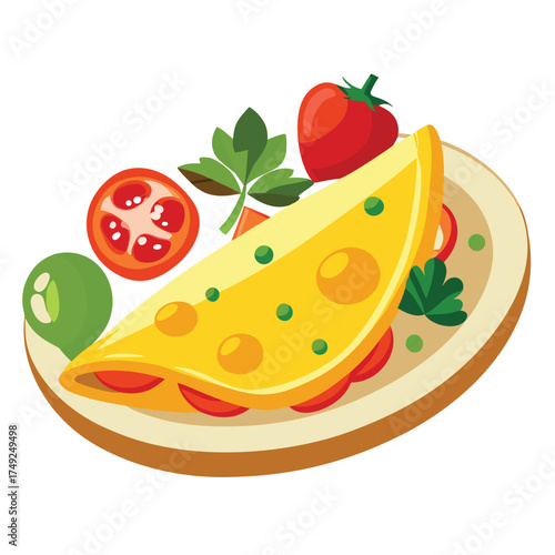 Nutritious Omelet with Vegetables Toast for Healthy Breakfast
