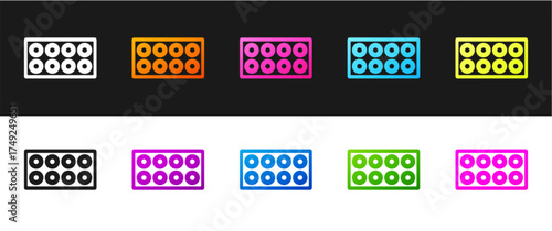 Set Skateboard wheel icon isolated on black and white background. Skate wheel. Vector