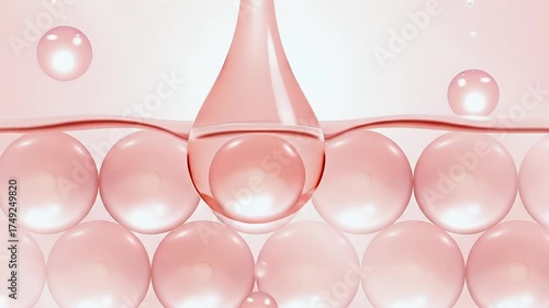 3d animation of white serum, cream, and lotion drops into skin cells for UV protection, Ultraviolet shield reflection. repair skin care concept
