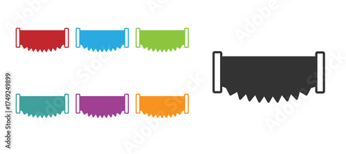 Black Two-handed saw icon isolated on white background. Set icons colorful. Vector