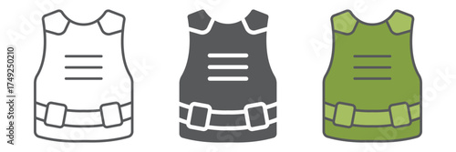Body armor icon, army and military, bulletproof vest sign, vector graphics, a linear pattern on a white background. editable stroke