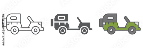 Army vehicle icon, army and transport, military car sign, vector graphics, a linear pattern on a white background. editable stroke