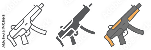 Submachine gun icon, army and military, firearm sign, vector graphics, a linear pattern on a white background. editable stroke