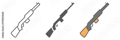 Rifle carbine icon, army and military, firearm sign, vector graphics, a linear pattern on a white background. editable stroke