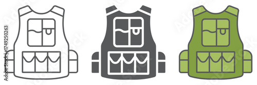 Military vest icon, army and force, proof jacket sign, vector graphics, a linear pattern on a white background. editable stroke