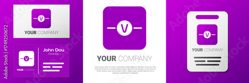 Logotype Voltmeter electronic component icon isolated on white background. Electricity physics scheme for education. Logo design template element. Vector