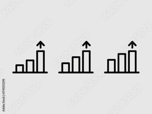 Minimalist bar chart growth vector illustration with upward arrows eps icon scalable for business analysis silhouette