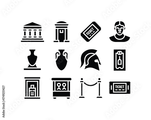 Set of 10 ancient history and museum icons vector graphics scalable eps illustration silhouette