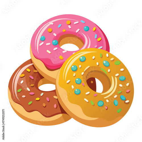 Stack of Doughnuts Assortment Delicious Sweet Treats Pastries Sprinkles