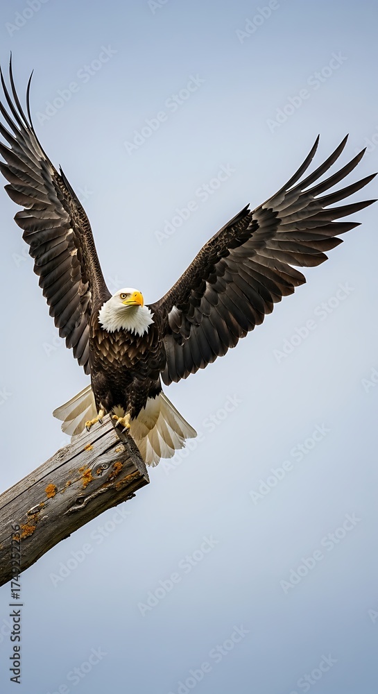 Fototapeta premium Bald Eagle Ready to Take Flight from a Tree Branch.