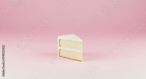 Single slice of white cake with cream filling slice of cake